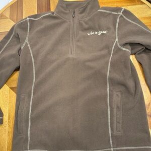 Life Is Good Men's Zip Up Brown Sweater